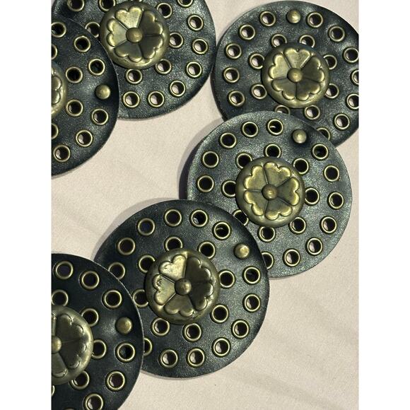 Brown Leather Concho Belt with Western Style Buckle Women's Fashion country chic - Picture 6 of 9